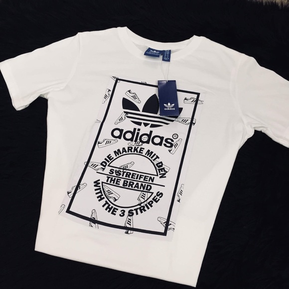 🚨NWT🚨 WHITE ADIDAS TREFOIL TEE SHIRT - Picture 5 of 6